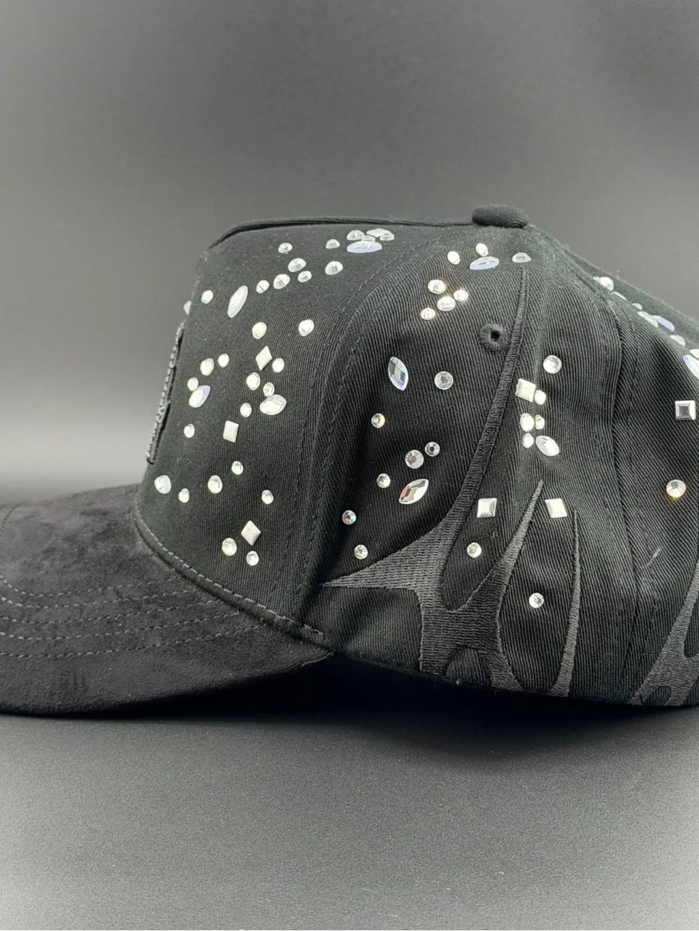 Black Rhinestone LA Baseball Cap